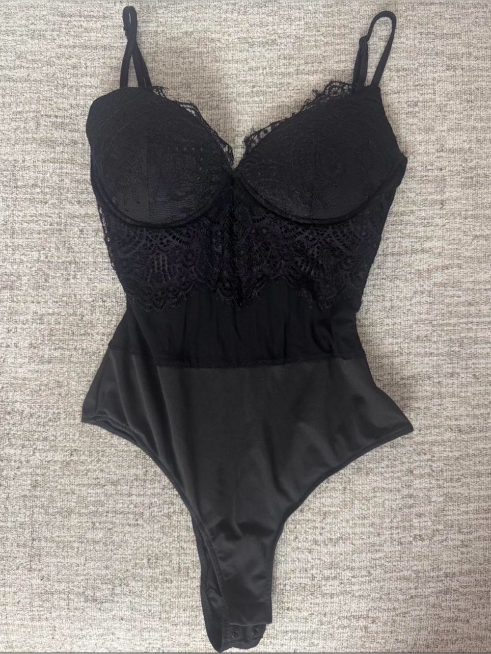 Black Lace Bodysuit with Padded Cups